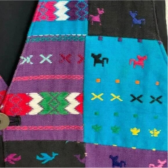 Rising Tide Made in Guatemala Patchwork Print Embroidered Vest Size Small to Med - Picture 5 of 7
